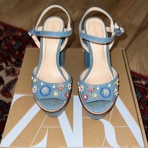 Zara Denim Chunky Sandals